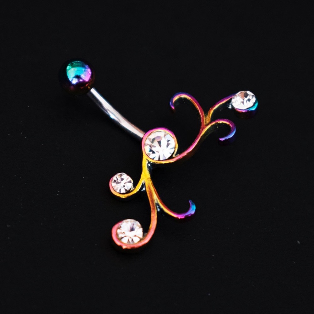 Rainbow Iridescent Navel Ring